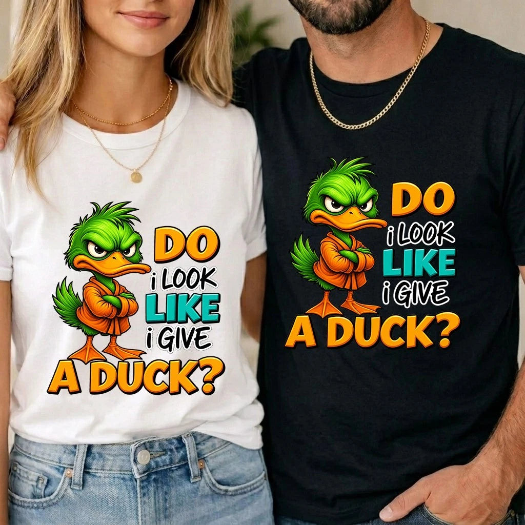 Funny Duck T-Shirt Do I Look Like I Give A Duck? Sarcastic Humour Unisex T Shirt
