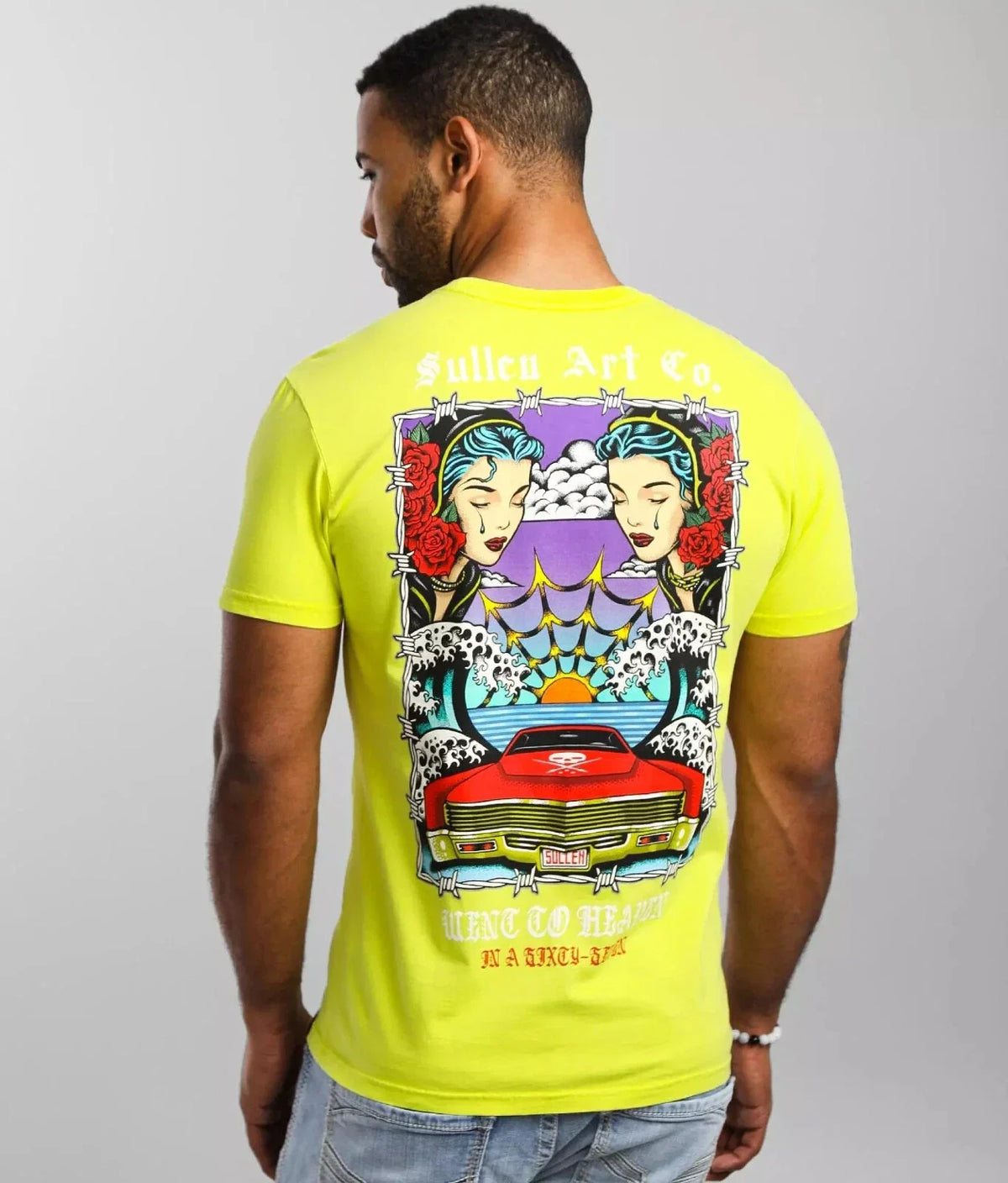 Men's Sullen Art Collective Premium Went to Heaven Tattoo Skull L-XL Unisex