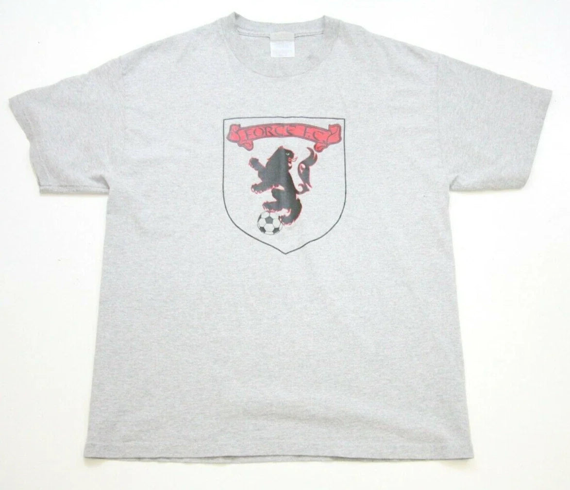 Large Force Seattle Sounders Crew Neck Cotton Polyester Gray Tee Top N33 Unisex