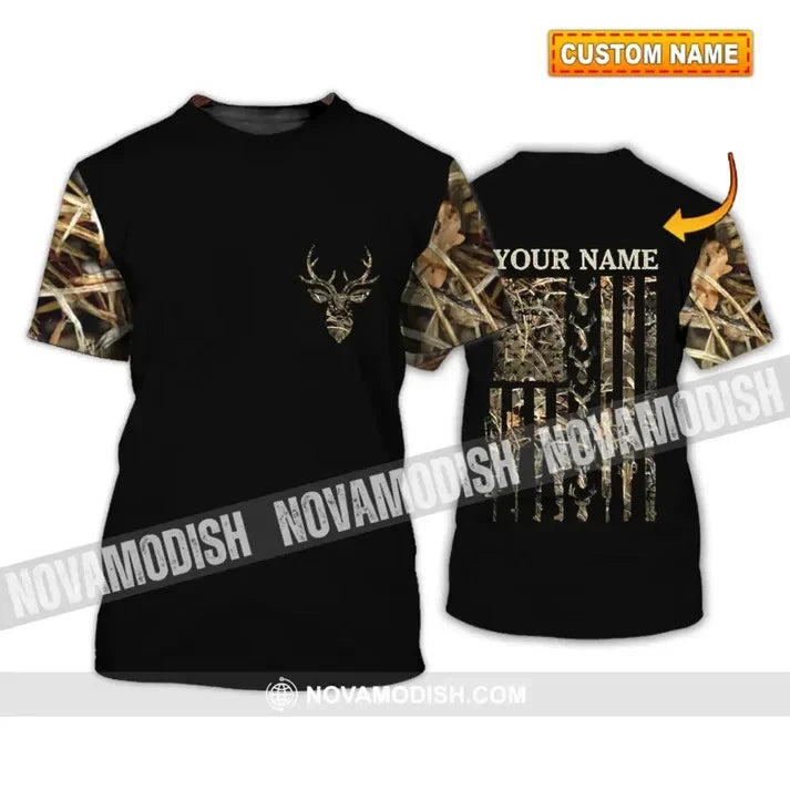 Custom Name Hunting 3D Shirt Deer Hunting Camo American Flag Shirt BS1787