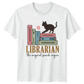 Librarian The Original Search Engine Womens T-Shirt Cat Lover Reading