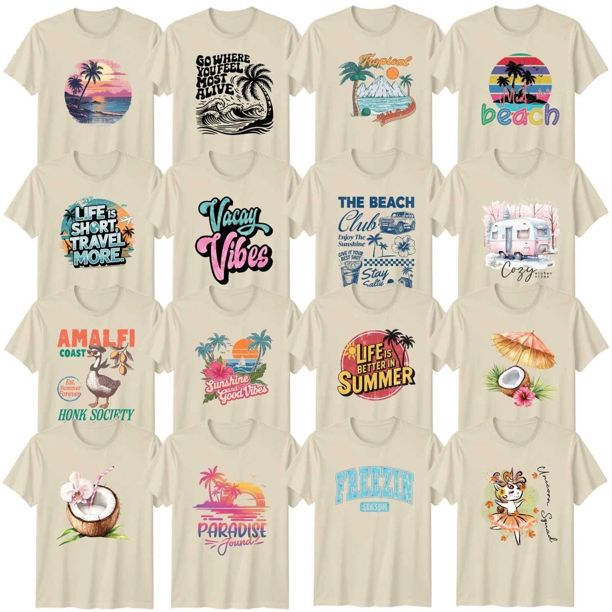 Retro Tropical Beach Awareness Adult T-Shirt Vacation Birthday Gift