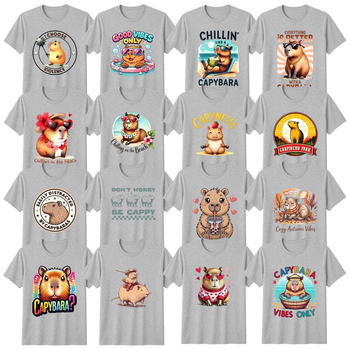 Cute Wildlife T-Shirt Capybara Butterfly Animal Lover Gift