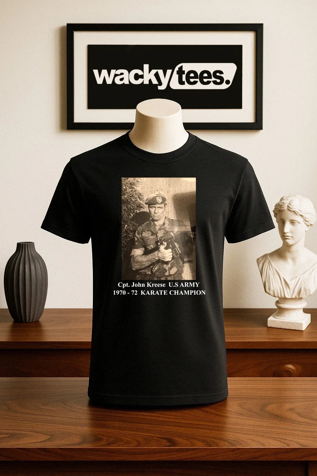 Cobra Kai Sensei Captain John Kreese Karate Champion War Photo Graphic Tee Shirt Unisex