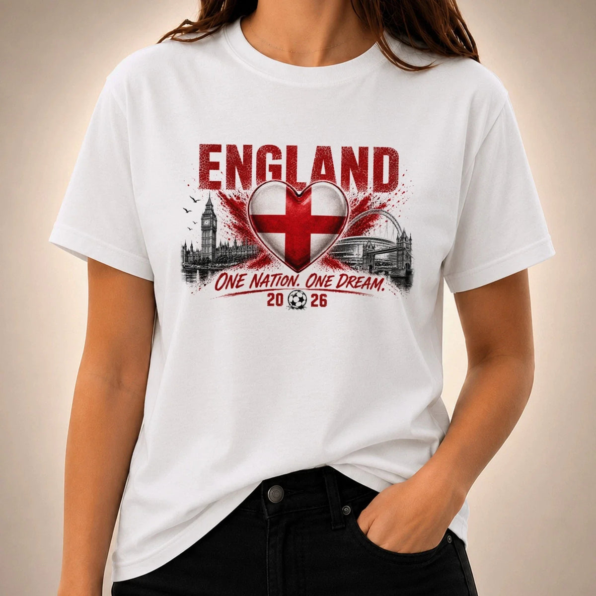 England t shirt football 2026 fan flag English One Heart soccer top tee gift Unisex