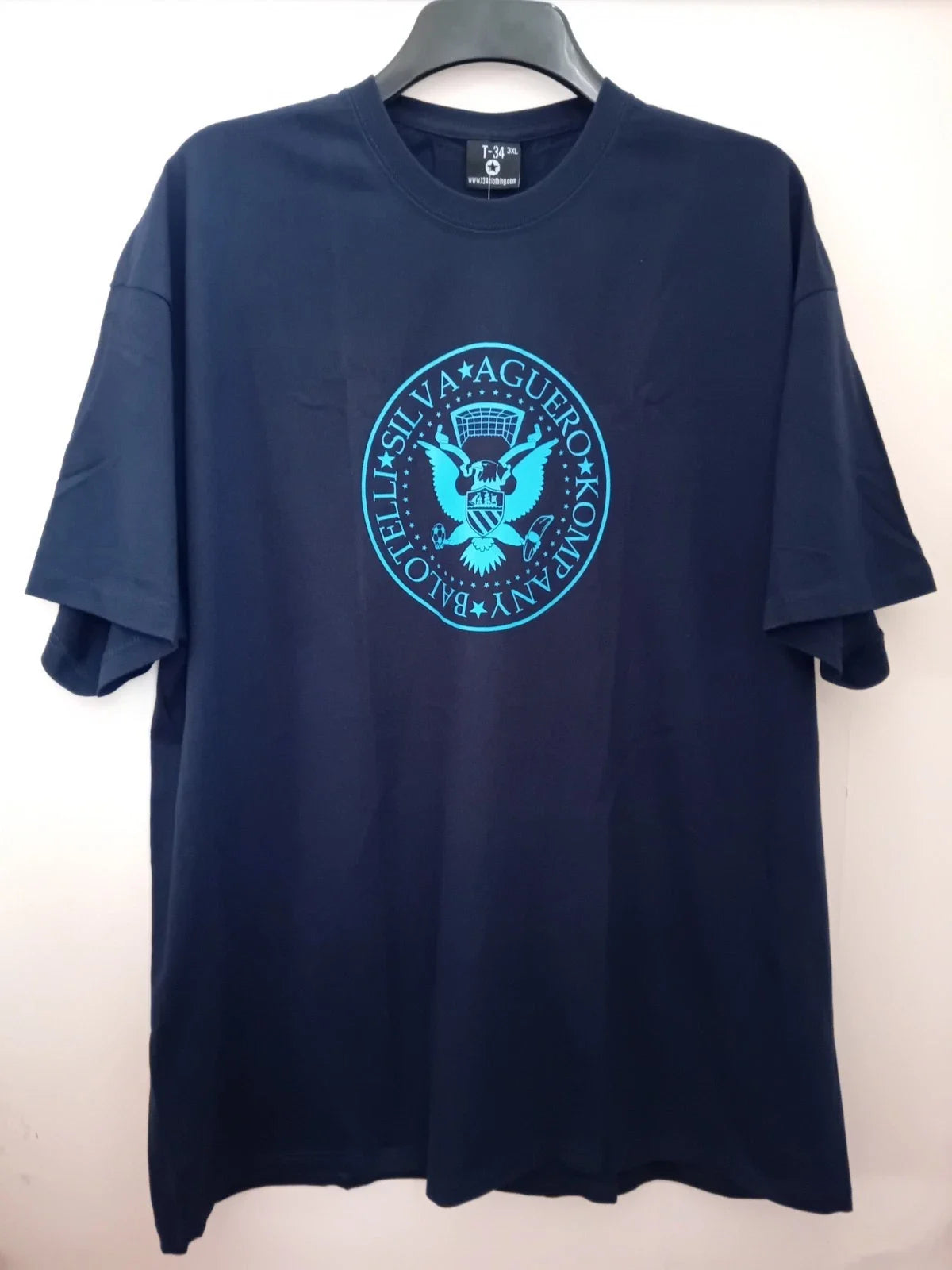 Mens Uk Size 3XL Football themed Navy Blue Short Sleeve Front Print Unisex