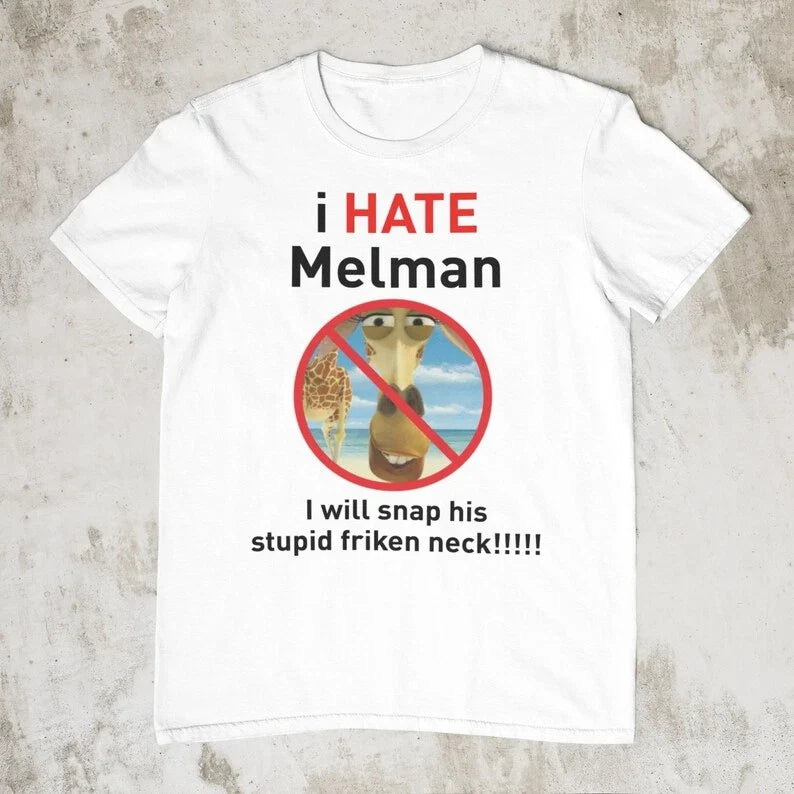 I Hate Melman Shirt Gildan 5000 Funny Madagascar Meme Tiktok Trending Tee 5XL Unisex
