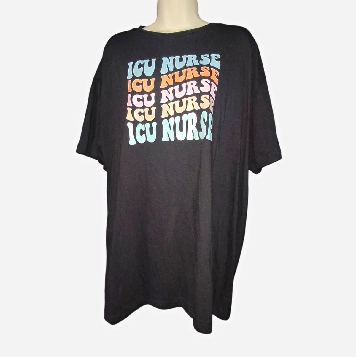 Smart Blanks Mens ICU Nurse Graphic Tee Black Cotton Jersey Crew Neck XL