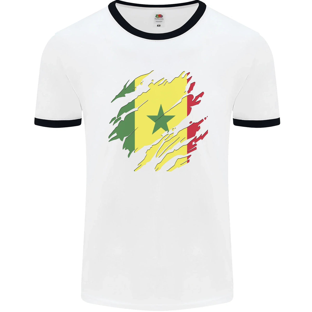 Torn Senegal Flag Senegalese Day Football Mens Ringer Unisex