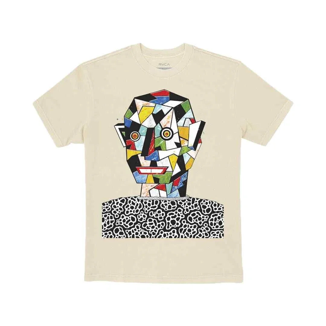 RVCA "Matt Leines Facet Face" Short Sleeve Tee (Silver Bleach) Graphic Unisex