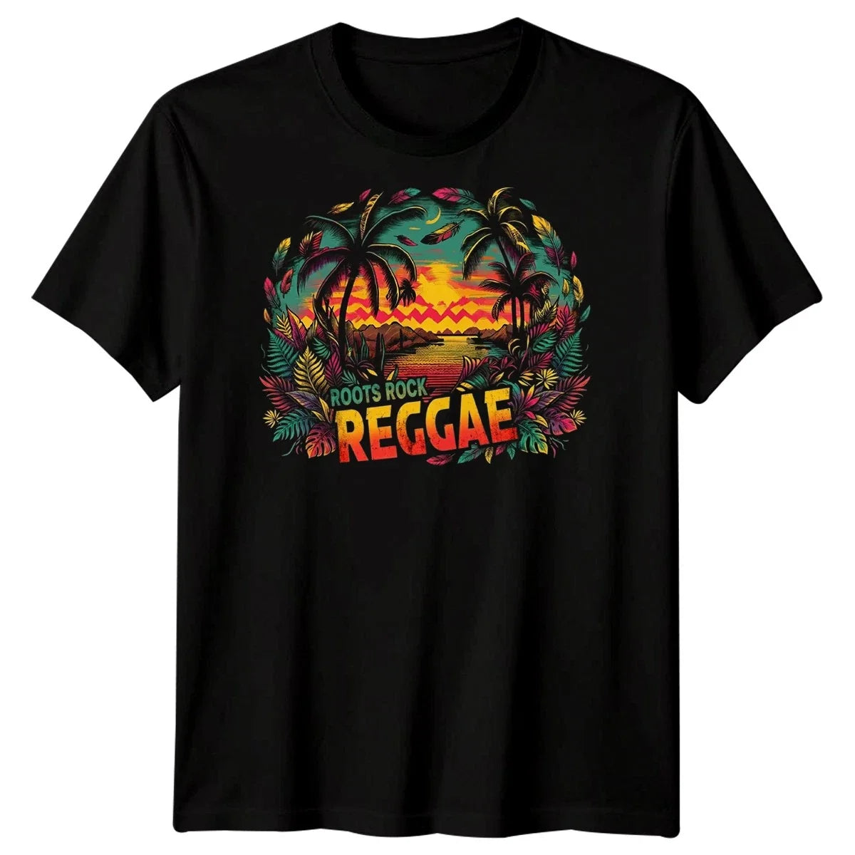 Roots Rock Reggae Mens T Shirt Rasta Music Lion Judah Jamaica Graphic Tee Unisex