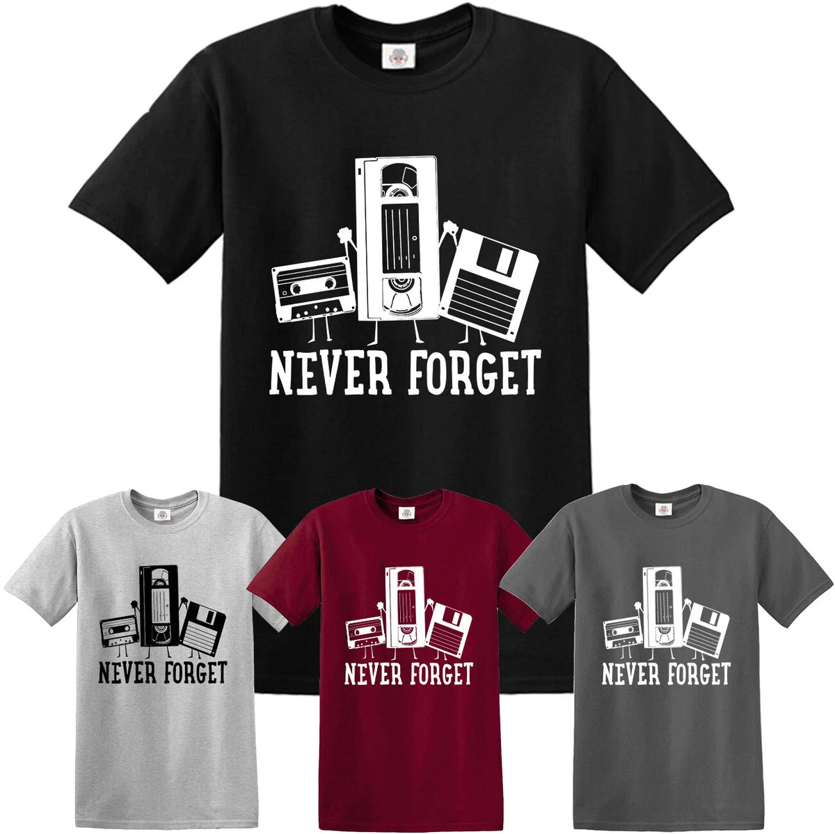 Never Forget Funny T-SHIRT Nerd Humor Nostalgia Old 1990s 90s 1980s 80s Joke Top