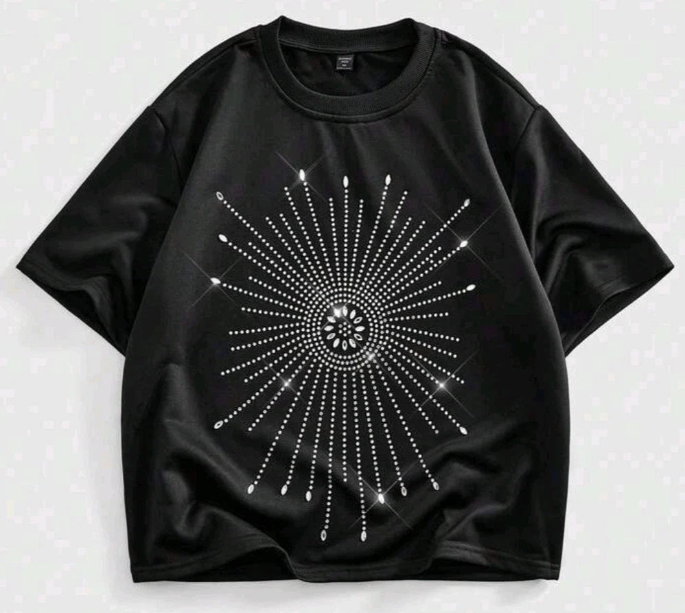 New Men Women Luxury Diamond Rhinestones Fashion Black High Quality Unisex