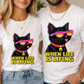 When Life Is Lifing Cat T Shirt Funny Black Cat Graphic Unisex Kids Gift Tee