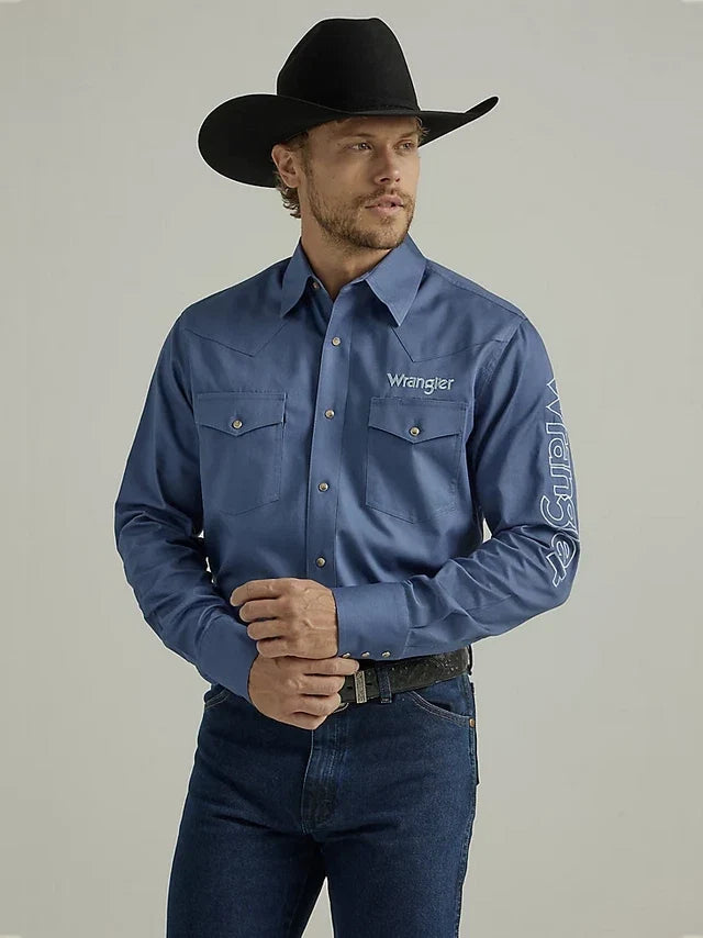 Wrangler® TEAM LOGO BIJOU BLUE - MENS SHIRT Unisex