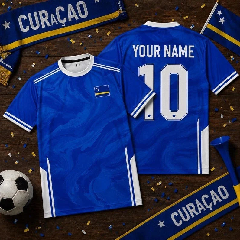 Personalized Curacao Soccer Jersey, Custom Fan Shirt Gift, Game Day Outfit, Foot Unisex