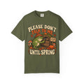 Please Don’t Talk To Me Until Spring T-shirt | Hibernating Frog Design