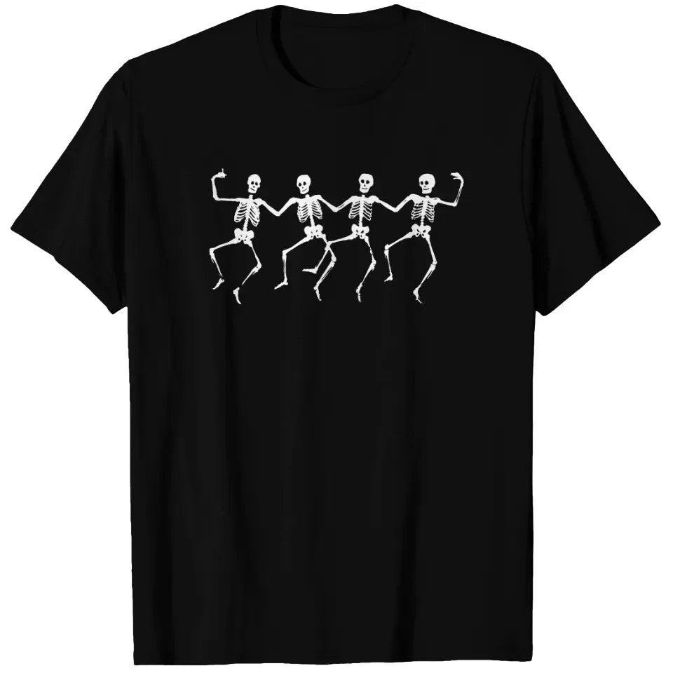 Cool Skeleton T-Shirt Spooky Dancing Skeletons Classic White Halloween