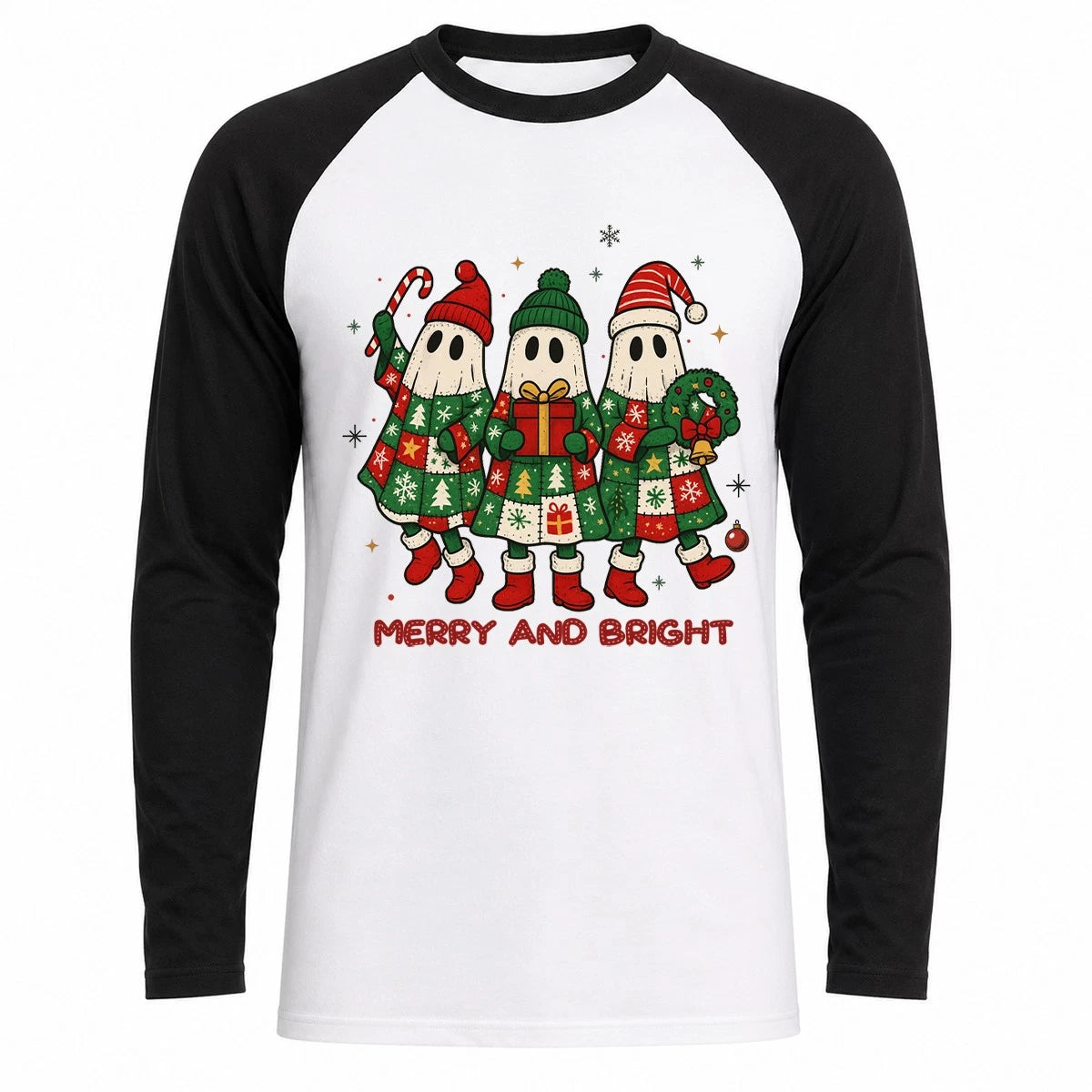 Cute Ghost Baseball T-Shirt Merry And Bright Halloween Funny Fun Gift