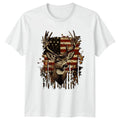 Deer Head American Flag Hunting Outdoor Mens Womens Graphic Tee Unisex