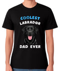 Coolest Black Labrador Dad Ever T-Shirt Fun Dog Dad Graphic Men’s Tee