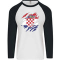 Torn Croatia Flag Croatian Day Football Mens L/S Baseball Unisex
