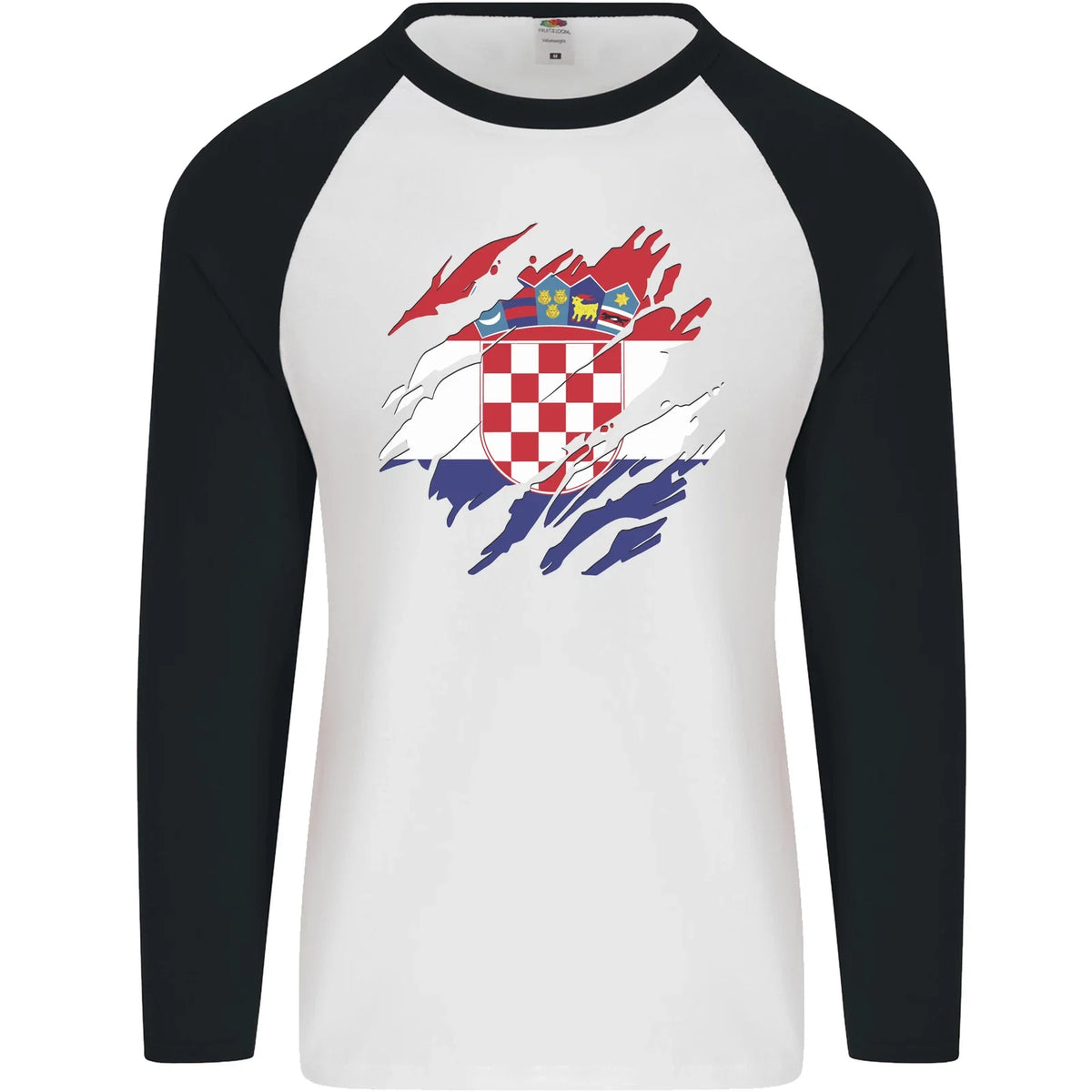Torn Croatia Flag Croatian Day Football Mens L/S Baseball Unisex