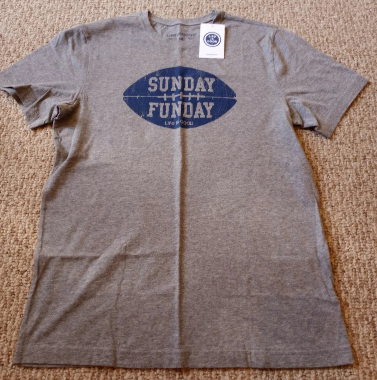 New! Life Is Good "Sunday Funday" Gray Size Medium Unisex