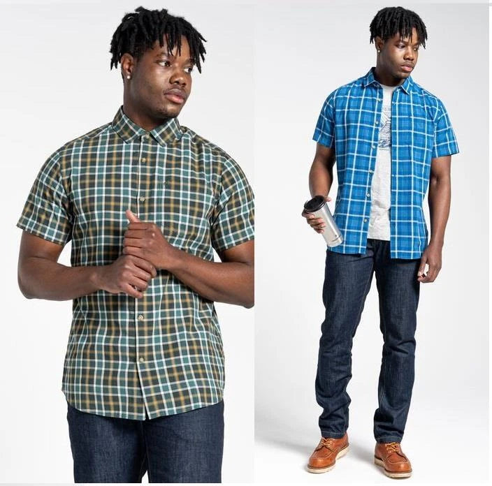Craghoppers Mens Menlo Check Shirt Short Sleeve Walking Hiking Travel
