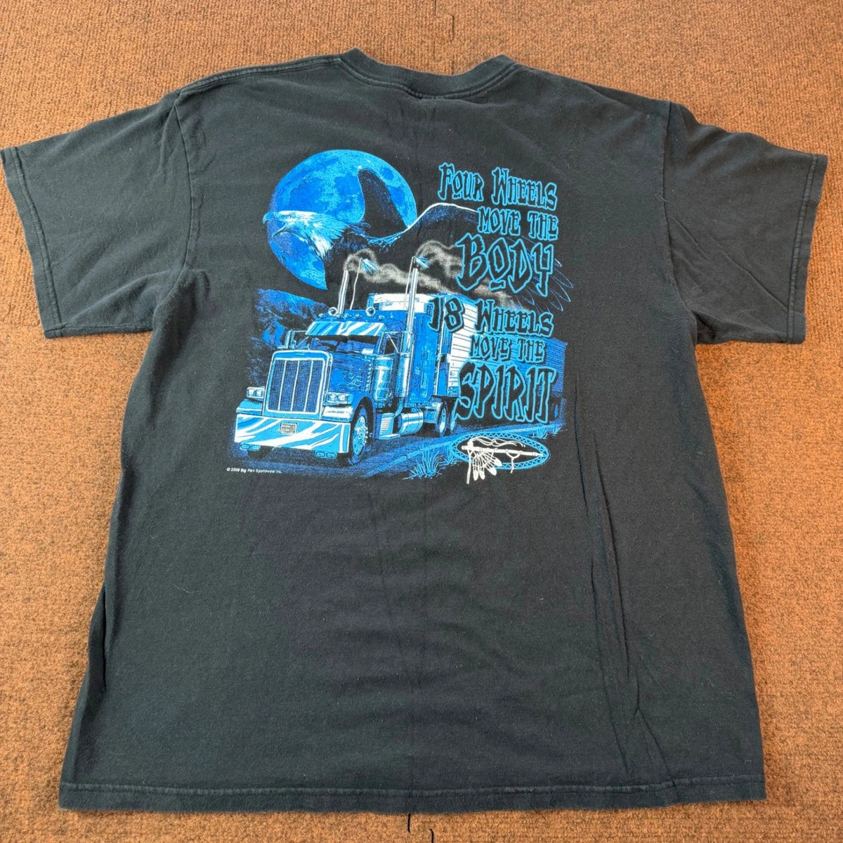 Big Rig Outfitters Trucker T-Shirt Mens XL Black Eagle 18 Wheels Move The Spirit