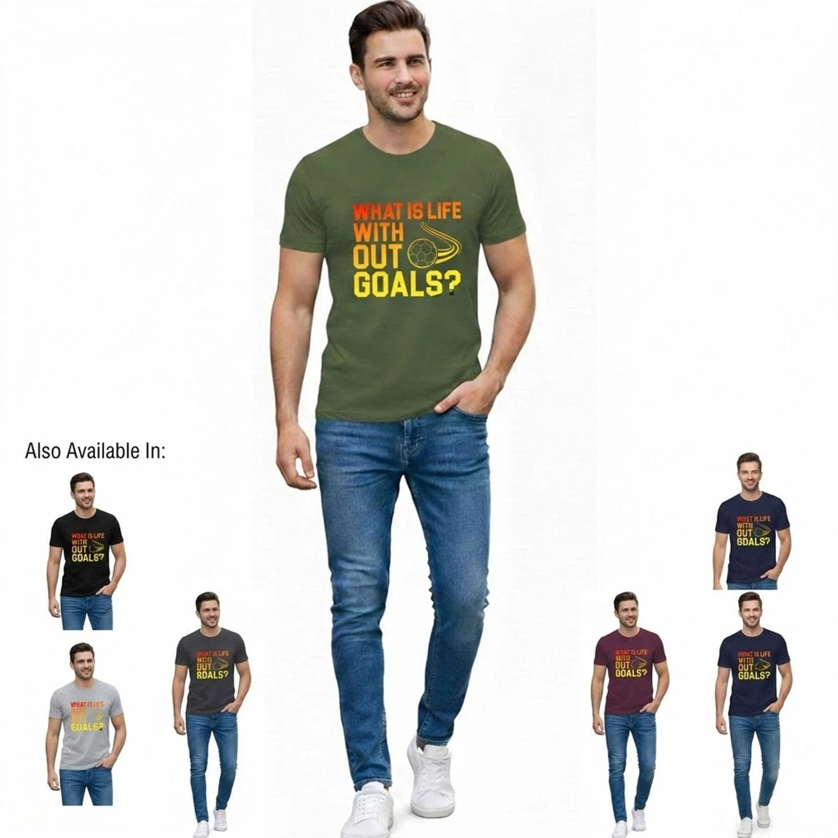 Men's Funny Soccer Quote T Shirt What Is Life Without Goals Football Graphic Tee Unisex