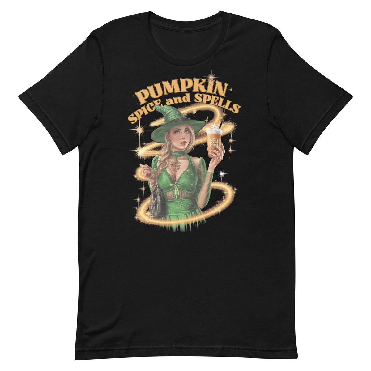 "Pumpkin Spice and Spells T-Shirt: Cozy fall vibes with  magical Halloween twist