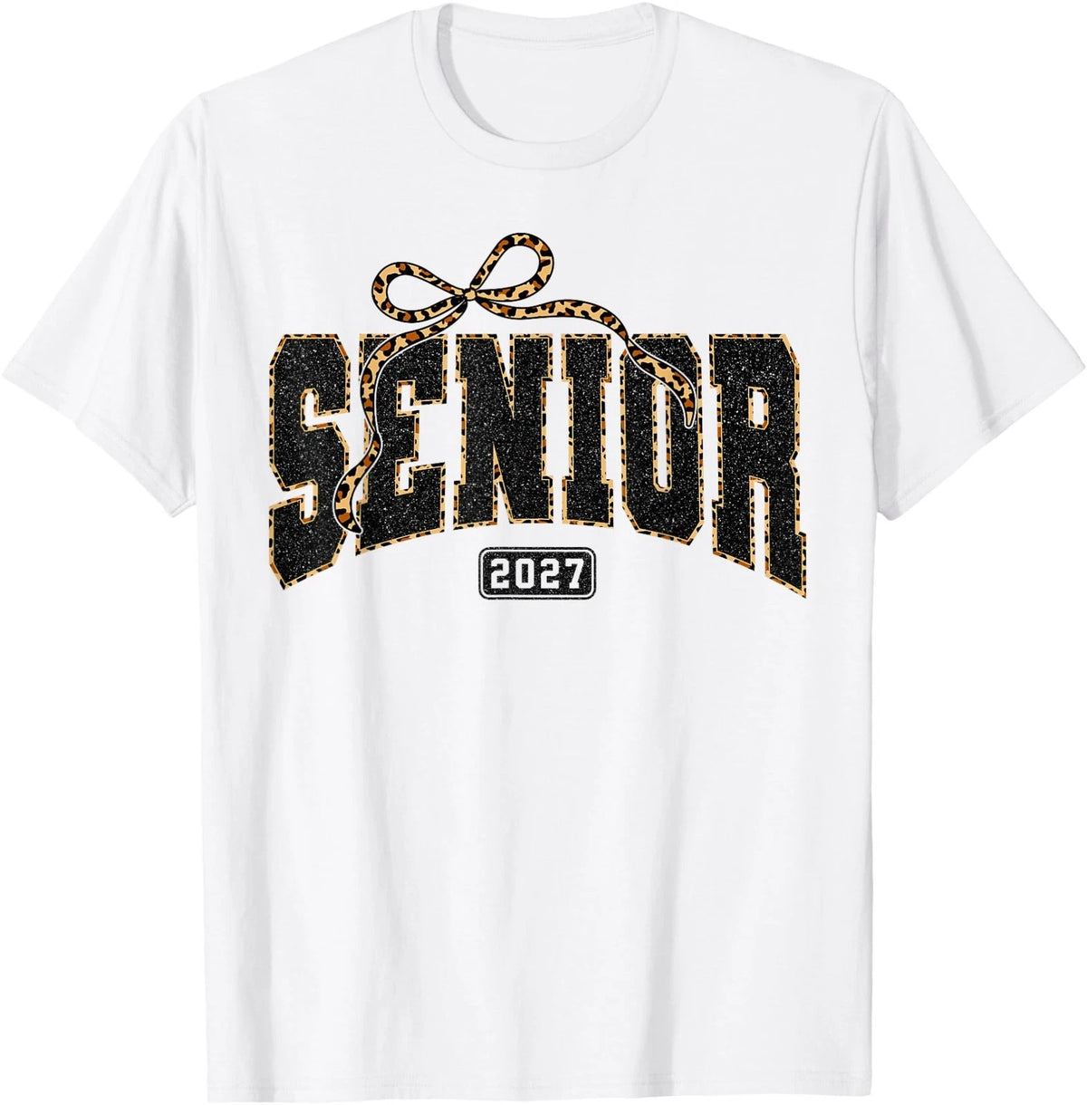 Senior Class of 2027 Leopard Coquette Bow Graduation Girls T-Shirt