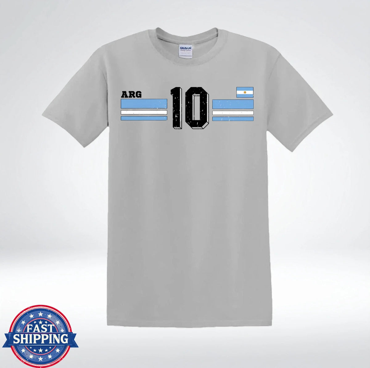 Argentina Number 10 Soccer Fan Vintage Flag Graphic Unisex