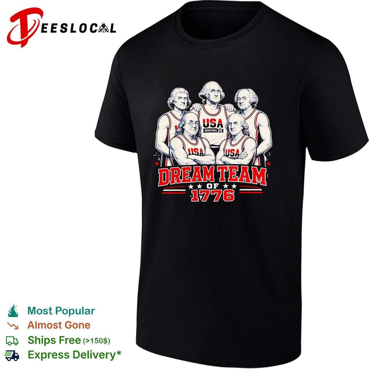 Founding fathers USA basketball dream team of 1776 parody poster shirt Unisex