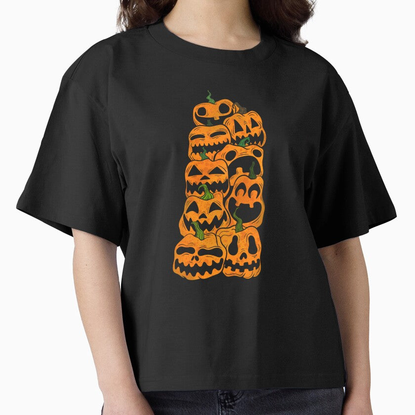 Stacked Jack-O'-Lanterns | Vintage Halloween Pumpkin Tower | Spooky Pumpkin Pile by Let There Be Art Studio