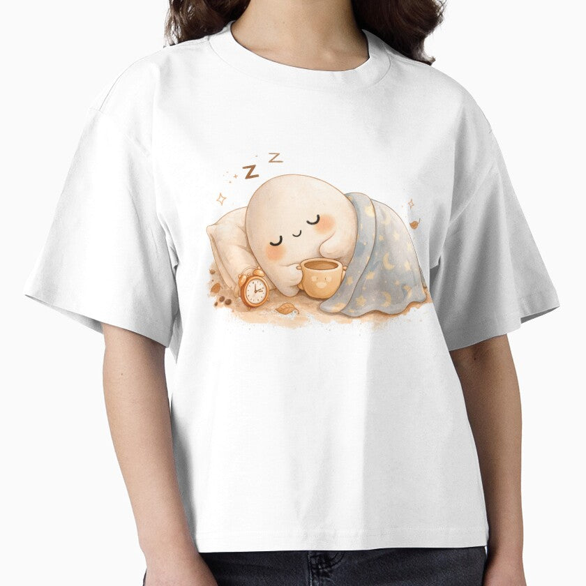 Sleepy Ghost with Coffee | Cozy Cute Aesthetic | Kawaii Spooky Relaxing Design by The Mood Index
