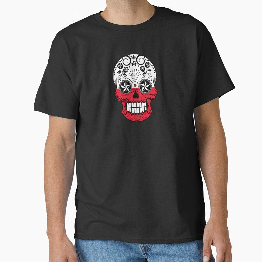 Sugar Skull with Roses and Flag of Poland by JeffBartels