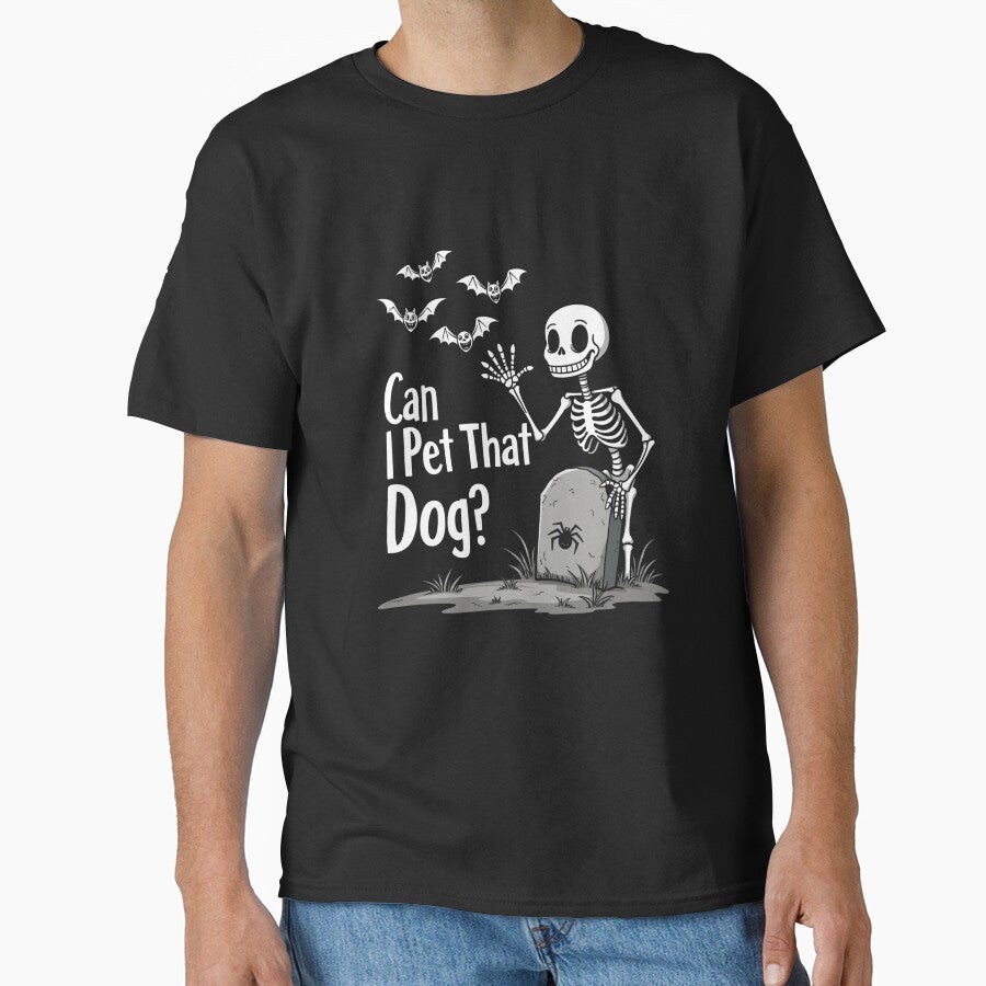 Spooky Skeleton Humor: Can I Pet That Dog Halloween Design by Moad Fahim