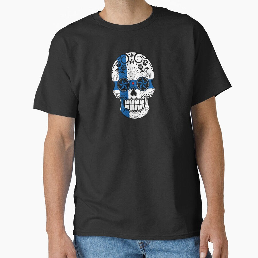 Sugar Skull with Roses and Flag of Finland by JeffBartels