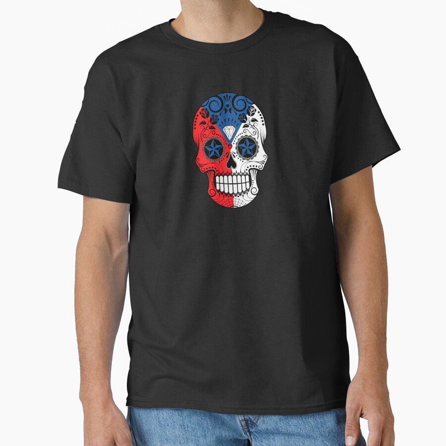 Sugar Skull with Roses and Flag of Czech Republic by JeffBartels