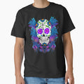 Blue Purple Floral Sugar Skull Day Of The Dead by Atteestude