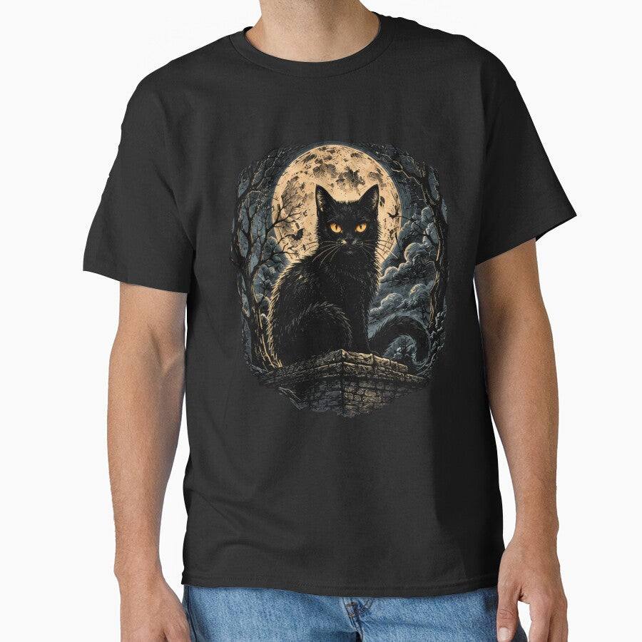 Black Cat Halloween Vintage Gothic Moon Forest Design by JessArty ⭐⭐⭐⭐⭐