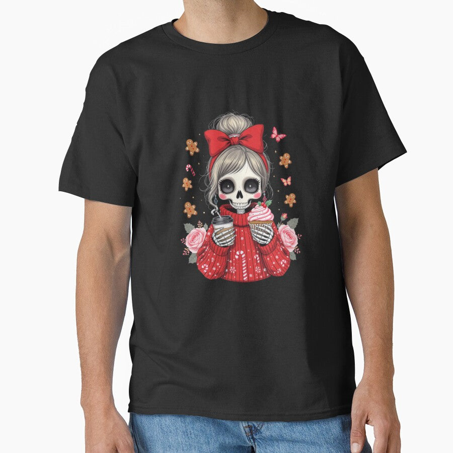 Coffee & Cupcake Skeleton Girl | Cozy Gothic Christmas Design by ColorSplash123
