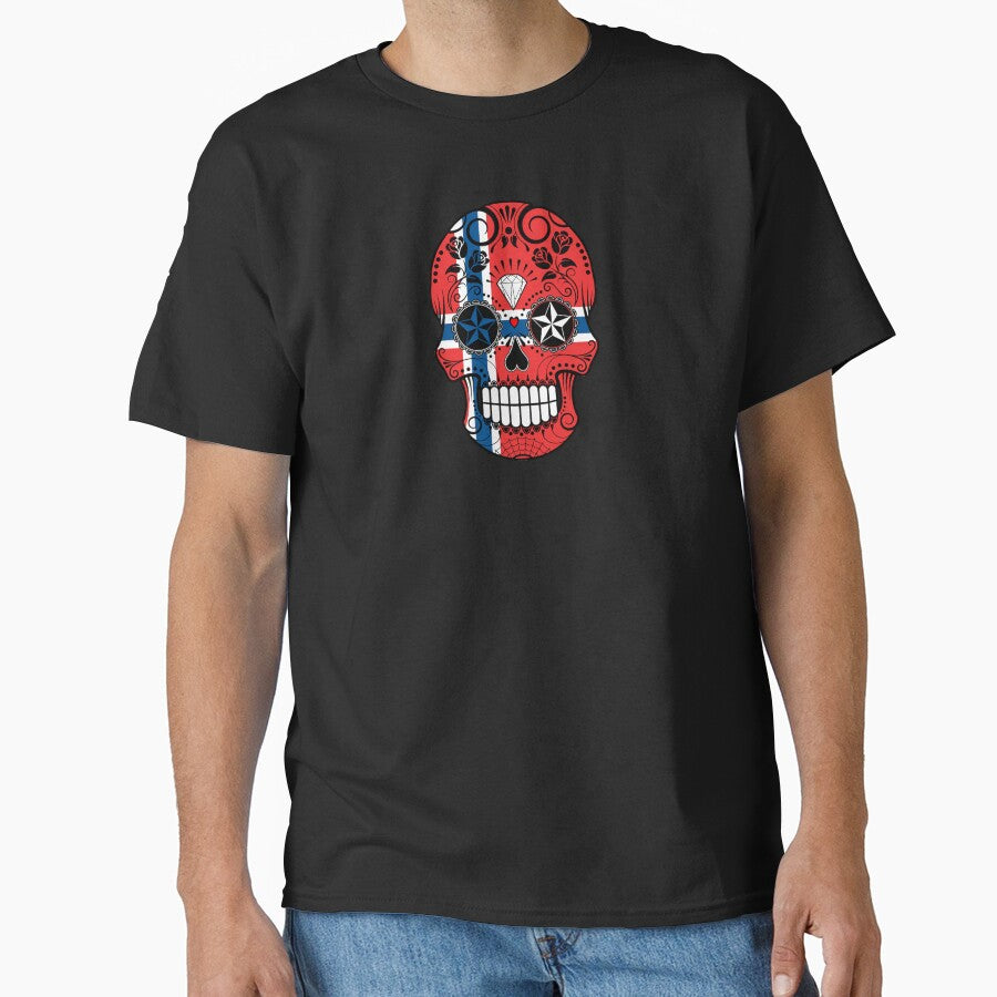 Sugar Skull with Roses and Flag of Norway by JeffBartels