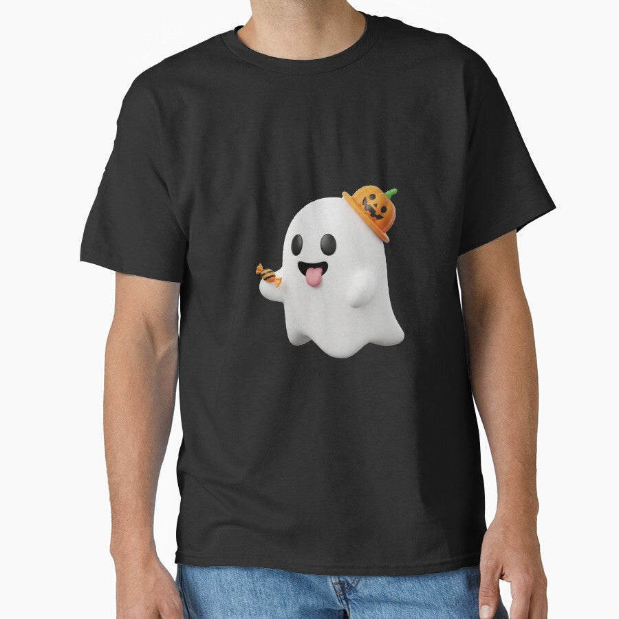Funny Cute Ghost with Candy | Halloween Pumpkin Hat Design by TinaDu-