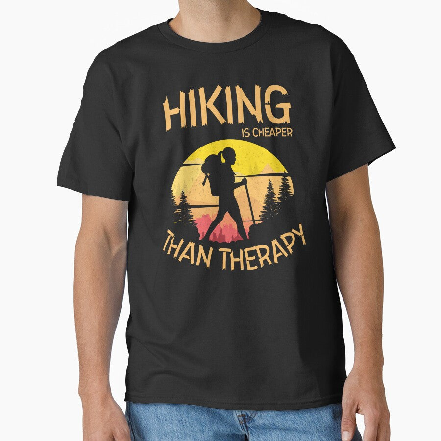 Hiking is Cheaper Than Therapy Shirt for Hikers by Gracjan Mikitin