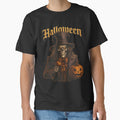 Vintage Gothic Skeleton Halloween T-Shirt | Spooky Skull Top Hat Tee | Dark Art Jack-O-Lantern Print | Creepy Fall Season Apparel by Graphisphere