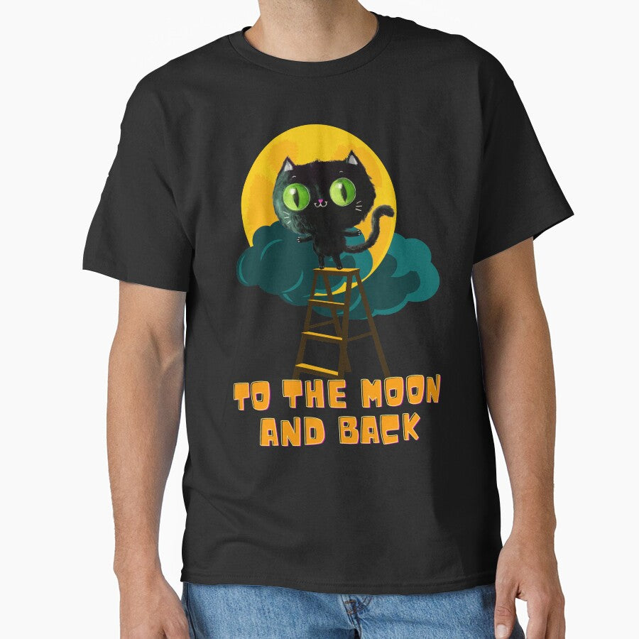 To the Moon and Back Cute Black Cat by BeeZBeez