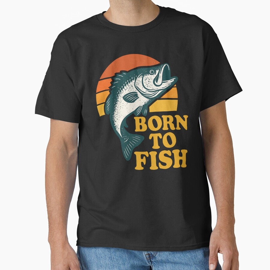 Born To Fish – Vintage Sunset Angler Fishing Lover Retro Outdoor Design by SaDesign99